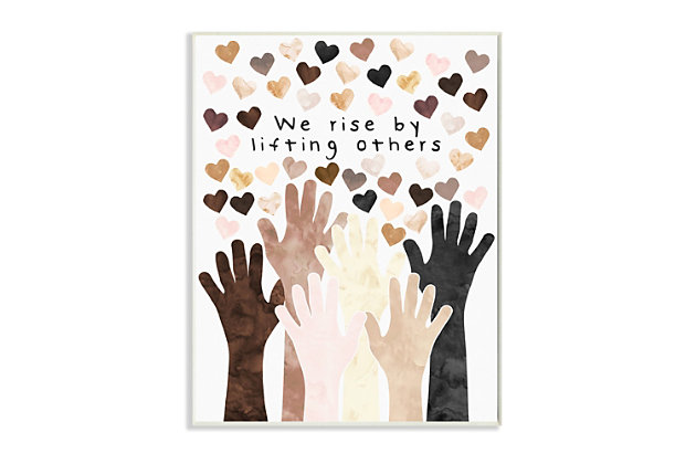Spread the love and a message of unity with this cute and kid-friendly wall art. A high-quality lithograph, this piece is hand finished, ready-to-hang and comes with a fresh layer of foil on the sides to give it a crisp, clean look.High-quality lithograph mounted on engineered wood | Hand finished with layer of foil on the sides | Ready to hang | Design by erica billups | Made in usa