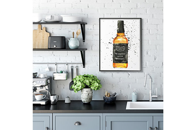 Show off your taste for both spirits and sleek modern style with this cool wall art. Hang it above a bar cart or in your kitchen as a neat finishing touch to your decor. This giclee print has a texturized brush stroke finish and sits within a ready-to-hang black frame.Giclee lithograph mounted on wood with a texturized brush stroke finish | Black frame | Ready to hang | Design by mercedes lopez charro | Made in usa