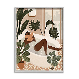 Beautify your bathroom with this piece of wall decor. This artistic print features a muted yet eye-catching color combination and a relaxing vibe that's perfect for sinking into soapy bubbles with a good book. This giclee print has a texturized brush stroke finish and sits within a ready-to-hang gray frame.Giclee lithograph mounted on wood with a texturized brush stroke finish | Gray frame | Ready to hang | Design by victoria barnes | Made in usa