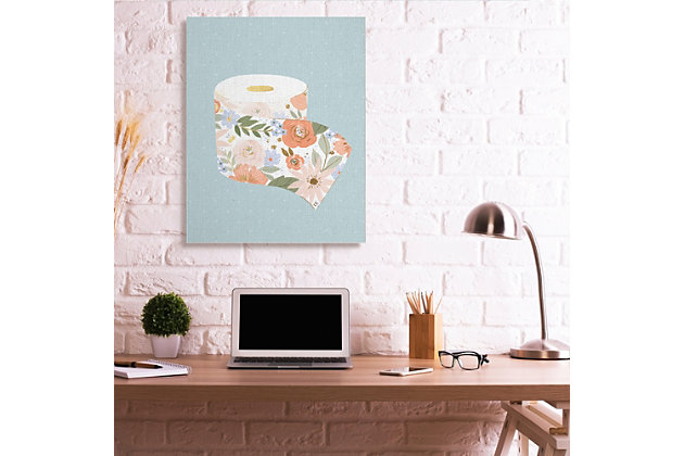 With its pretty pastels and fun florals, this wall art will add a splash of springtime to your bathroom decor. Printed with high-quality inks and canvas, this piece is hand cut and comes ready to hang.Printed with high-quality inks and hand cut canvas | Wood stretcher bar | Ready to hang | Design by loni harris | Made in usa