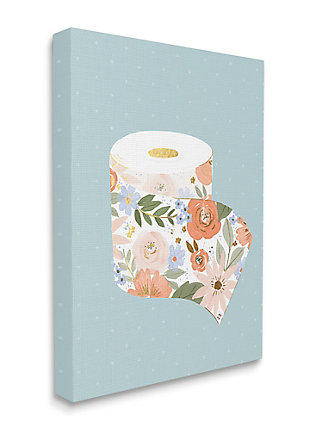 Stupell Spring Floral Print Toilet Paper Over Blue 36 X 48 Canvas Wall Art, Green, large