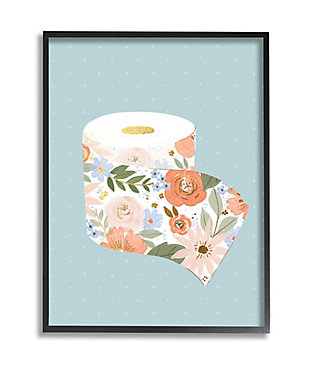 Stupell Spring Floral Print Toilet Paper Over Blue 24 X 30 Framed Wall Art, Green, large