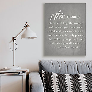 Stupell Sister Definition Family Inspired Phrases Grey Pattern 36 X 48 Canvas Wall Art, Gray, rollover