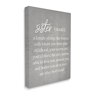 Stupell Sister Definition Family Inspired Phrases Grey Pattern 36 X 48 Canvas Wall Art, Gray, large