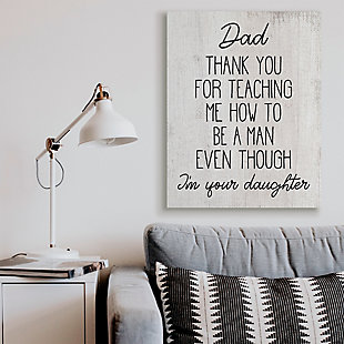 Stupell Dad Thank You Phrase Family Daughter Humor 36 X 48 Canvas Wall Art, White, rollover