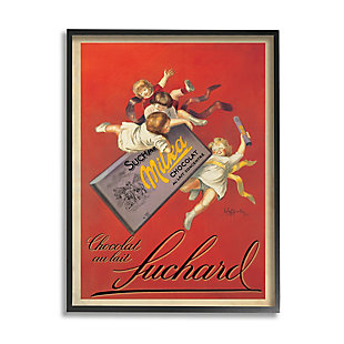Stupell Chocolat Au Lait Vintage European Advertisement 24 X 30 Framed Wall Art, Red, large