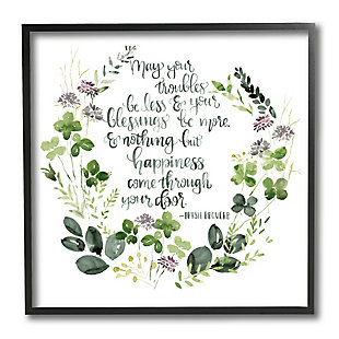 Stupell Troubles Be Less Irish Proverbs Wildflower Wreath 12 X 12 Framed Wall Art, , large