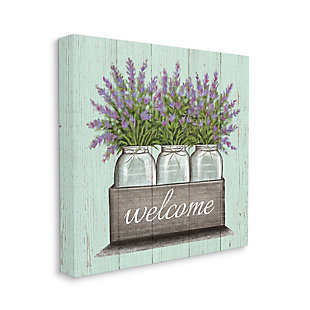 Stupell Purple Lavender Florals In Jars Welcome Sentiments 36 X 36 Canvas Wall Art, Green, large