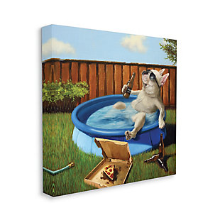 Stupell French Bulldog Drinking Summer Pool Pet Humor 36 X 36 Canvas Wall Art, Green, large