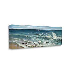 Stupell White Caps On Incoming Tied Beach Seagulls 13 X 30 Canvas Wall Art, Blue, large