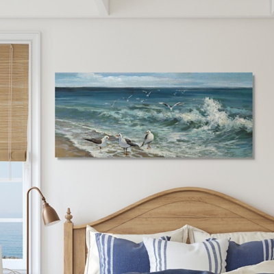 Stupell Industries Coastal Seagulls Canvas Wall Art, Blue