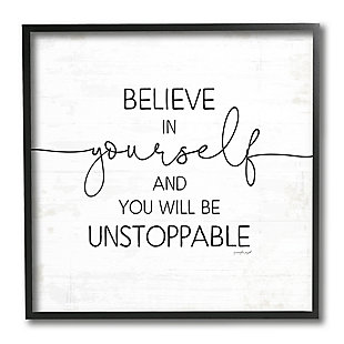Stupell Believe In Yourself Inspirational Sentiments Distressed Charm 12 X 12 Framed Wall Art, , large