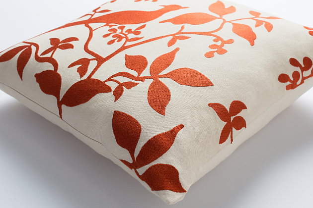 Infusing a touch of asian influence, this designer throw pillow brings a naturally beautiful element to your space. Decadently soft cotton cover enhances the pillow’s fresh, organic appeal.Cotton cover | Polyester insert | Knife edge | Imported | Spot clean only; line dry
