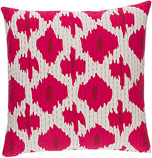 Kantha Bright Pink 18" Throw Pillow, Multi, rollover