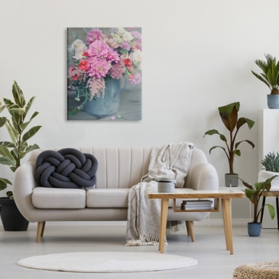 Stupell Pink Floral Arrangement Soft Focus Grey Pot 30 X 40 Canvas Wall Art, Pink, large
