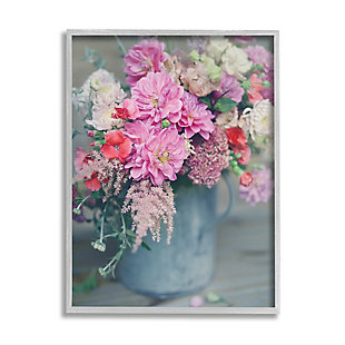 Stupell Pink Floral Arrangement Soft Focus Grey Pot 24 X 30 Framed Wall Art, Pink, large