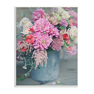Stupell Pink Floral Arrangement Soft Focus Grey Pot 13 X 19 Wood Wall Art, Pink, large