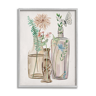 Stupell Spring Meadow Bouquets Country Glasses Butterfly Florals 24 X 30 Framed Wall Art, Beige, large