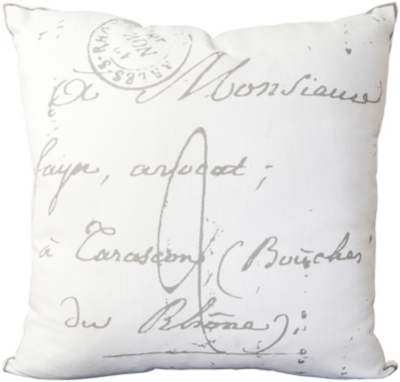 Montpellier French Script Print 18" Throw Pillow, Charcoal/Cream, large