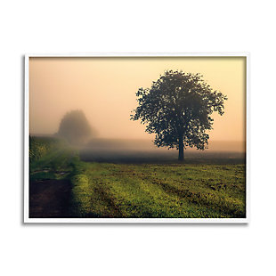 Stupell Misty Morning Sunrise Countryside Tree Field 24 X 30 Framed Wall Art, Green, large
