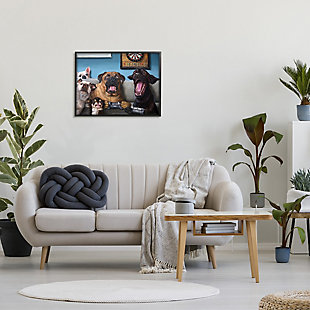 Stupell Funny Dogs Playing Video Games Livingroom Pet Portrait 24 X 30 Framed Wall Art, Blue, rollover