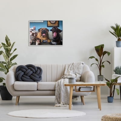 Stupell Funny Dogs Playing Video Games Livingroom Pet Portrait 24 X 30 Framed Wall Art, Blue, large