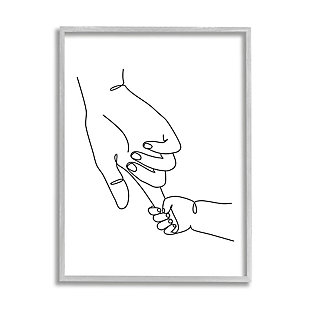 Stupell Baby Hands Holding Index Finger Minimal Line Drawing 24 X 30 Framed Wall Art, Black, large