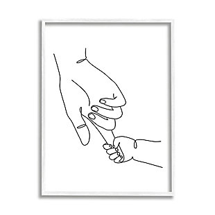 Stupell Baby Hands Holding Index Finger Minimal Line Drawing 24 X 30 Framed Wall Art, Black, large