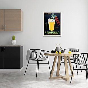Stupell Vintage Brasserie Lengrand European Advertisement Frog Beer 24 X 30 Framed Wall Art, Yellow, rollover