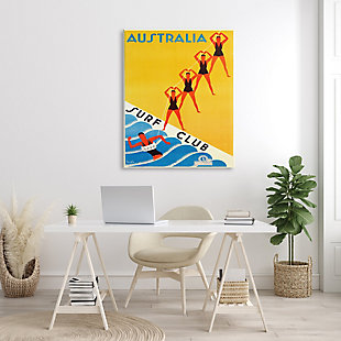 Stupell Retro Pop Australian Surf Club Advertisement Yellow Blue 36 X 48 Canvas Wall Art, Yellow, rollover
