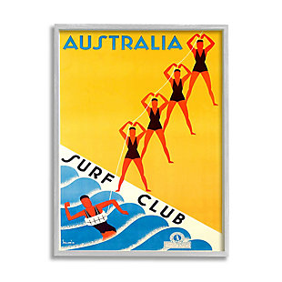 Stupell Retro Pop Australian Surf Club Advertisement Yellow Blue 24 X 30 Framed Wall Art, Yellow, large