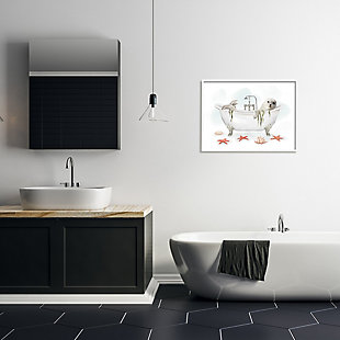 Seal the deal on adorable bathroom decor when you add this piece of art to your wall. This giclee print has a texturized brush stroke finish and sits within a ready-to-hang white frame.Giclee lithograph mounted on wood with a texturized brush stroke finish | White frame | Ready to hang | Design by ziwei li | Made in usa