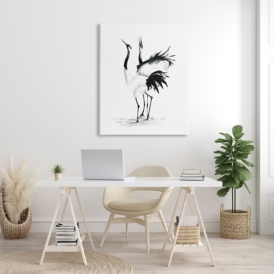 Stupell Singing Crane Couple Black White Birds Dancing 36 X 48 Canvas Wall Art, Black, large
