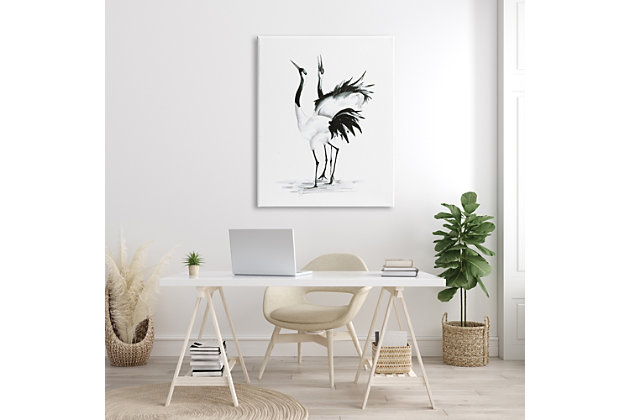 Dynamic and elegant, this black and white piece of art will add some sophistication to your decor. Printed with high-quality inks and canvas, this piece is hand cut and comes ready to hang.Printed with high-quality inks and hand cut canvas | Wood stretcher bar | Ready to hang | Design by olg shefranov | Made in usa