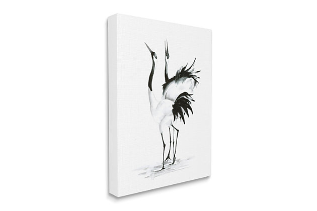 Dynamic and elegant, this black and white piece of art will add some sophistication to your decor. Printed with high-quality inks and canvas, this piece is hand cut and comes ready to hang.Printed with high-quality inks and hand cut canvas | Wood stretcher bar | Ready to hang | Design by olg shefranov | Made in usa