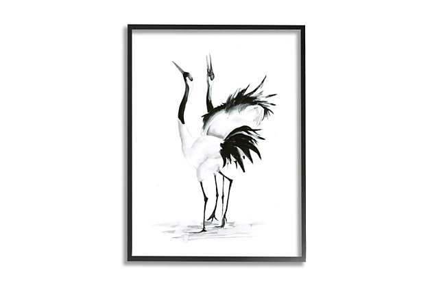 Dynamic and elegant, this black and white piece of art will add some sophistication to your decor. This giclee print has a texturized brush stroke finish and sits within a ready-to-hang black frame.Giclee lithograph mounted on wood with a texturized brush stroke finish | Black frame | Ready to hang | Design by olg shefranov | Made in usa