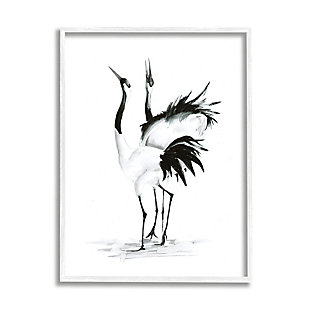 Stupell Singing Crane Couple Black White Birds Dancing 24 X 30 Framed Wall Art, Black, large