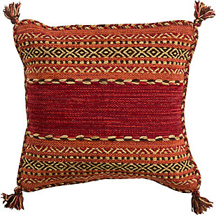 Sporting rich earth tones and flirty tassels, this handmade throw pillow is boho living at its best. Textural cotton-chenille cover looks every bit as enticing as it feels.Cotton/chenille cover | Polyester insert | Handmade | Tassel accents; piped edges | Imported | Spot clean only; line dry