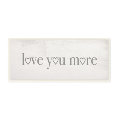 Stupell Love You More Romantic Phrase Heart Typography 7 X 17 Wood Wall Art, , large