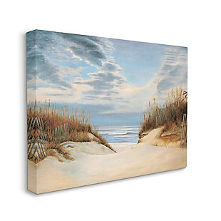 Stupell Alluring Cloudy Beach Path Wooden Fence Tall Grass 30 X 40 Canvas Wall Art, Blue, large