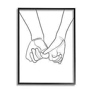 Stupell Fluid Line Abstract Couple Holding Hands Black White 24 X 30 Framed Wall Art, Black, large