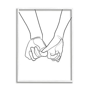 Stupell Fluid Line Abstract Couple Holding Hands Black White 24 X 30 Framed Wall Art, Black, large