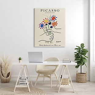 Stupell Classical Picasso Floral Painting Hands Holding Bouquet 36 X 48 Canvas Wall Art, Green, rollover