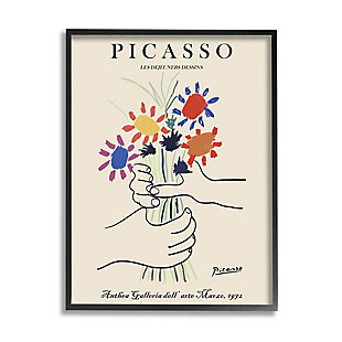 Stupell Classical Picasso Floral Painting Hands Holding Bouquet 24 X 30 Framed Wall Art, Green, large