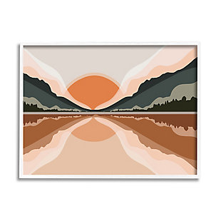 Stupell Misty Sunrise Geometric Green Mountain Lake Reflection 24 X 30 Framed Wall Art, Orange, large