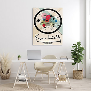 Stupell Kandinsky Traditional Abstract Layered Circles Patchwork Lines 36 X 48 Canvas Wall Art, Beige, rollover