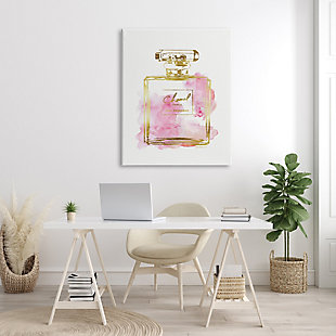 Stupell Glam Perfume Bottle Gold Pink 36 X 48 Canvas Wall Art, Pink, rollover