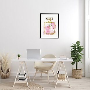 Stupell Glam Perfume Bottle Gold Pink 24 X 30 Framed Wall Art, Pink, rollover