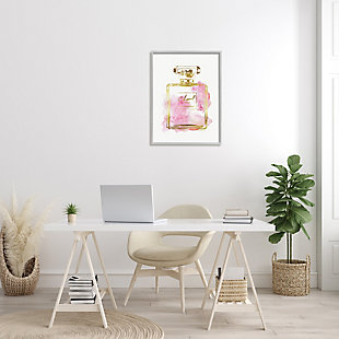 Stupell Glam Perfume Bottle Gold Pink 24 X 30 Framed Wall Art, Pink, rollover