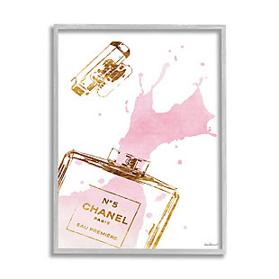 Stupell Glam Perfume Bottle Splash Pink Gold 24 X 30 Framed Wall Art, Pink, large